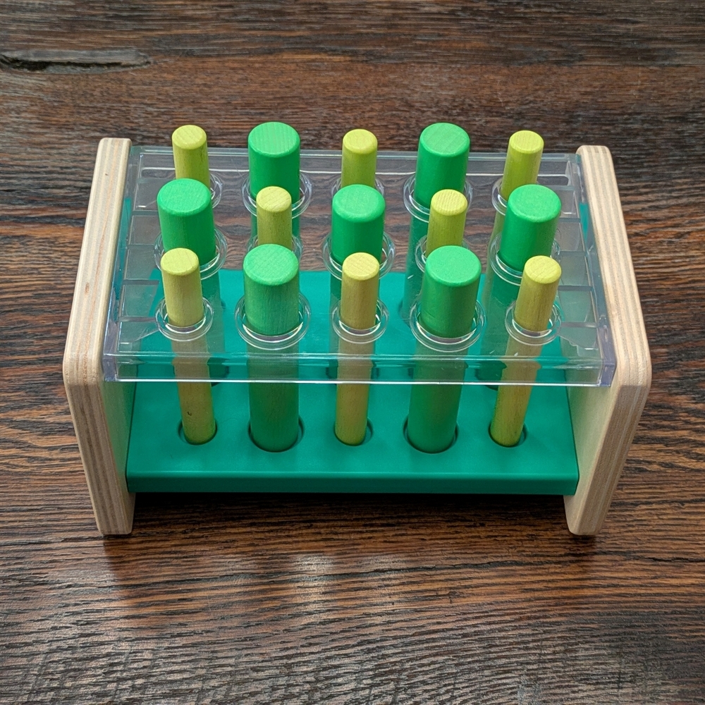 Lovevery Green & Yellow Posting Peg Toy